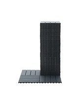Plastic Interlocking Deck Tiles,44 Pack Patio Deck Tiles,12" x12" Square Waterproof Outdoor All Weather Use, Patio Decking Tiles for Poolsid
