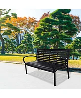 45.7in. Patio Bench Black Steel and Wpc