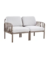 Streamdale Furniture Patio indoor/ outdoor garden twin sofa armchairs plastic with soft cushion Weather waterproof chair Sectional Furniture for Balco