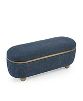 Storage Ottoman Bench, Upholstered End of Bed Ottoman Bench with Storage and Seating, Large Blanket Storage Bench for Foot Rest in Bedroom, Living Roo