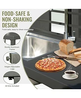 Outdoor Kitchen Island with Storage, Aluminum Kitchen Storage Island Stainless Steel Outdoor Sink w/Faucet & Drainboard, Freestanding Storage Shelves