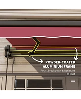 10' x 8' Retractable Awning, Patio Awnings, Sunshade Shelter w/ Manual Crank Handle, Uv & Water-Resistant Fabric and Aluminum Frame for Deck, Balcony,