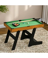 Simplie Fun 38" Foldable Billiards Tabletop Game, Pool Table Set, Fun for the Whole Family with Easy Folding for Storage, Balls, Cues, Chalk, Brush fo