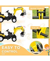 Streamdale Furniture Kids Ride On Excavator, Pedal Digger, Construction Truck with Horn for Kids and Toddlers 3+, Yellow