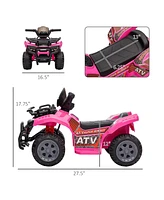 Simplie Fun Kids Atv Four Wheeler Ride on Car, Motorized Quad, 6V Battery Powered Electric Quad with Songs for 18-36 Months, Pink