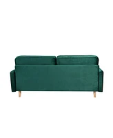 Streamdale Furniture Sofa Simple Small House Double Three Person Straight Row American Retro Green Velvet Furniture Fabric Sofa Small Living Room Bedr