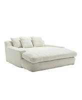 Streamdale Furniture Chenille 2-seater lazy sofa With 5 back pillows, Comfy Sofa- Deep Seat Couch for Living Room, Club (White)