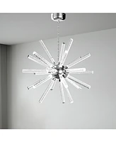 Slickblue 24-Light Modern Led Chandelier: Adjustable Geometric Pendant Fixture for Dining Room and Kitchen