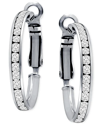 Giani Bernini Cubic Zirconia (6-1/3 ct. t.w.) Small Hoop Earrings in Sterling Silver, 0.98", Exclusively at Macy's