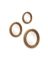 LuxenHome 3-Piece Round Rubberwood Frame Accent Wall Mirror Set