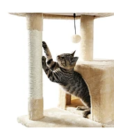 Slickblue Luxury Cat Tree Tower with Sisal Scratching Post, Cozy Condo, Top Perch, Hammock and Dangling Ball