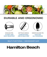 Hamilton Beach Stainless Steel 12in Food Tong with Silicon Top, Serving Tongs for cooking, Spaghetti Spoon with Non-Stick Silicone Tips, Multi-functio