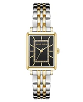 Anne Klein Women's Quartz Premium Rectangular Two-Tone Alloy Metal Watch, 24mm - Black/Silver-Tone/Gold