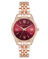 Anne Klein Women's Quartz Round Coin Edge Rose Gold-Tone Alloy Metal Watch, 30mm