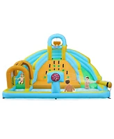 Slickblue Inflatable Castle for Kids with 450W Inflator – Includes Slide, Jump Area, and Climbing Wall