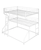 Slickblue Space-Saving Triple Bunk Bed with Full Xl, Twin Xl, Queen - Includes Long & Short Ladder