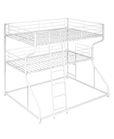 Slickblue Space-Saving Triple Bunk Bed with Full Xl, Twin Xl, Queen - Includes Long & Short Ladder