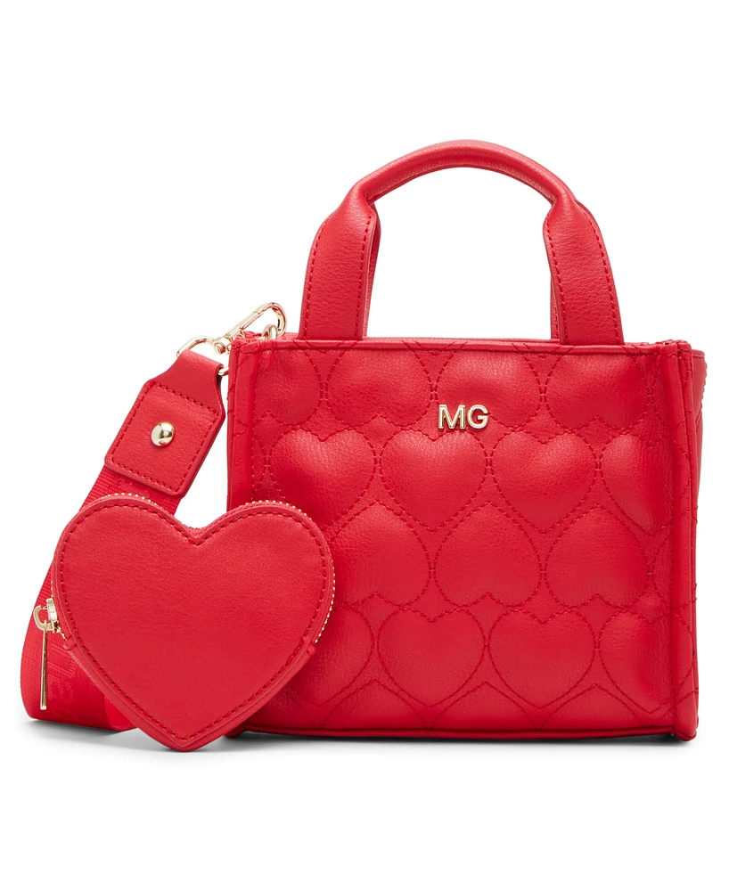 Madden Girl Lacy Quilted Heart Mini Tote Bag