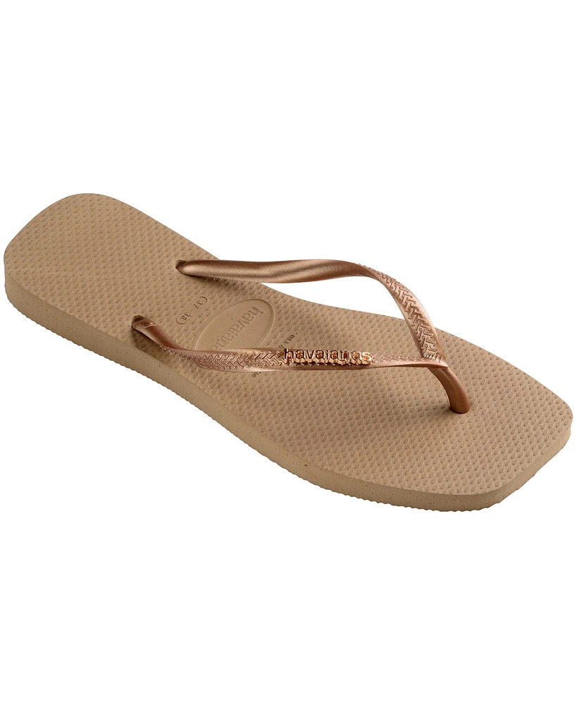 Havaianas Women's Slim Square Logo Metallic Sandals