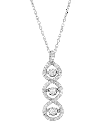 Diamond Crossover Triple Twist Pendant Necklace (1/3 ct. t.w.) in 10k White Gold, 16" + 1" extender