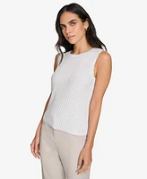 Calvin Klein Women's Crewneck Metallic Sleeveless Blouse