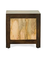 Westby Mango Wood And Cane Square Cube Ottoman