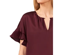 CeCe Women's Short-Sleeve Flutter Blouse