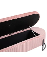 Storage Ottoman, Bedroom End Bench, Upholstered Fabric Storage Ottoman with Safety Hinge, Entryway Padded Footstool, Ottoman Bench for Living Room & B