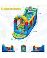Costway Inflatable Bounce House with Climbing Surface Long Slide Obstacles with 735W blower