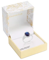 Charter Club Silver-Tone Blue Stone & Crystal Halo Ring, Exclusively at Macy's