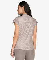 Calvin Klein Women's Sequin Short-Sleeve Top