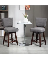 Simplie Fun Counter Height Bar Stools, Set of 2, Swivel Barstools 26.5 Inch Seat Height with Back, Rubber Wood Legs and Footrests, for Kitchen Dining