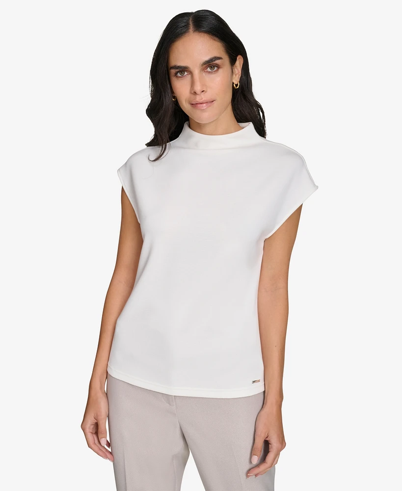 Calvin Klein Women's Mock-Neck Short-Sleeve Blouse