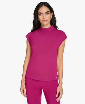 Calvin Klein Women's Mock-Neck Short-Sleeve Blouse