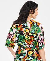 I.n.c. International Concepts Petite Printed V-Neck Dolman-Sleeve Top, Exclusively at Macy's