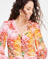 I.n.c. International Concepts Women's Keyhole V-Neck Blouse, Exclusively at Macy's