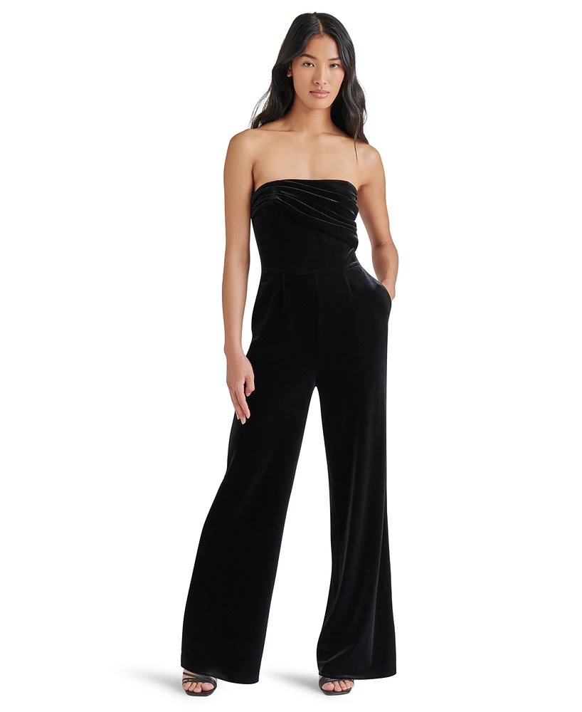 Steve Madden Women's Swanilda Velvet Wide-Leg Jumpsuit