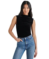 Steve Madden Women's Esen Mock Neck Stretch Velvet Bodysuit