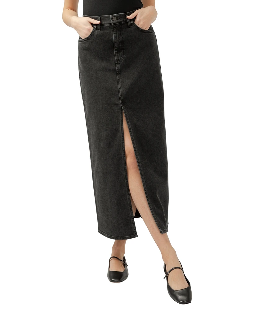 Silver Jeans Co. Women's Front-Slit Maxi Jean Skirt