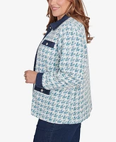 Ruby Rd. Plus Size Houndstooth Boucle Knit Jacket