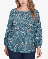 Ruby Rd. Plus Size Paisley Hatchi Twist Front Top