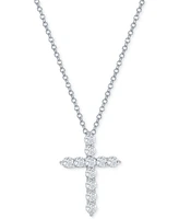 Diamond Cross Pendant Necklace (1/2 ct. t.w.) 14k White or Yellow Gold, 16" + 2" extender