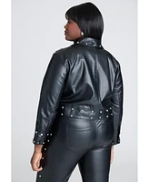 Eloquii Plus Studded Faux Leather Jacket