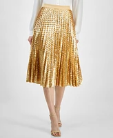 T Tahari Women's Sequined Pleated Midi Skirt