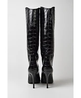 Schutz Women's Maryana Crocodile Embossed Knee High Stiletto Leather Boots