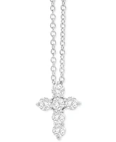 Diamond Petite Cross Pendant Necklace (1/3 ct. t.w.) 14k Gold, 16" + 2" extender