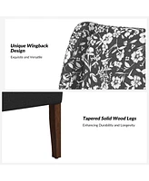 Egmont Transitional Slipper Chair with Slipcover Set Of 2-Washable and Solid Wood Legs