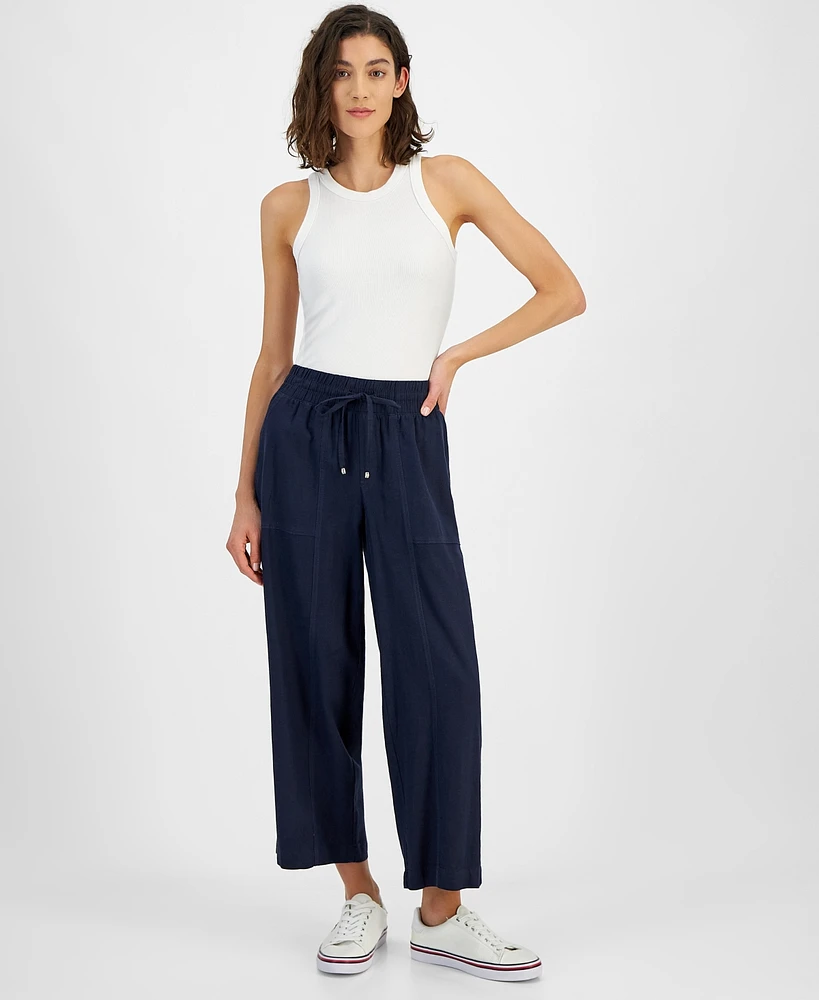 Tommy Hilfiger Women's High-Rise Crop Wide-Leg Pants