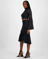 Guess Women's Dominique Asymmetric-Ruffle-Hem Lace Skirt