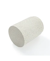 LuxenHome Ivory White Cement Round Outdoor Side Table